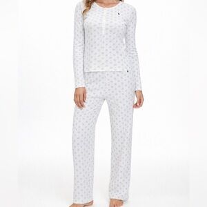 🌸NWT Polo by Ralph Lauren 100% cotton Floral White and Blue Sleepwear Set M